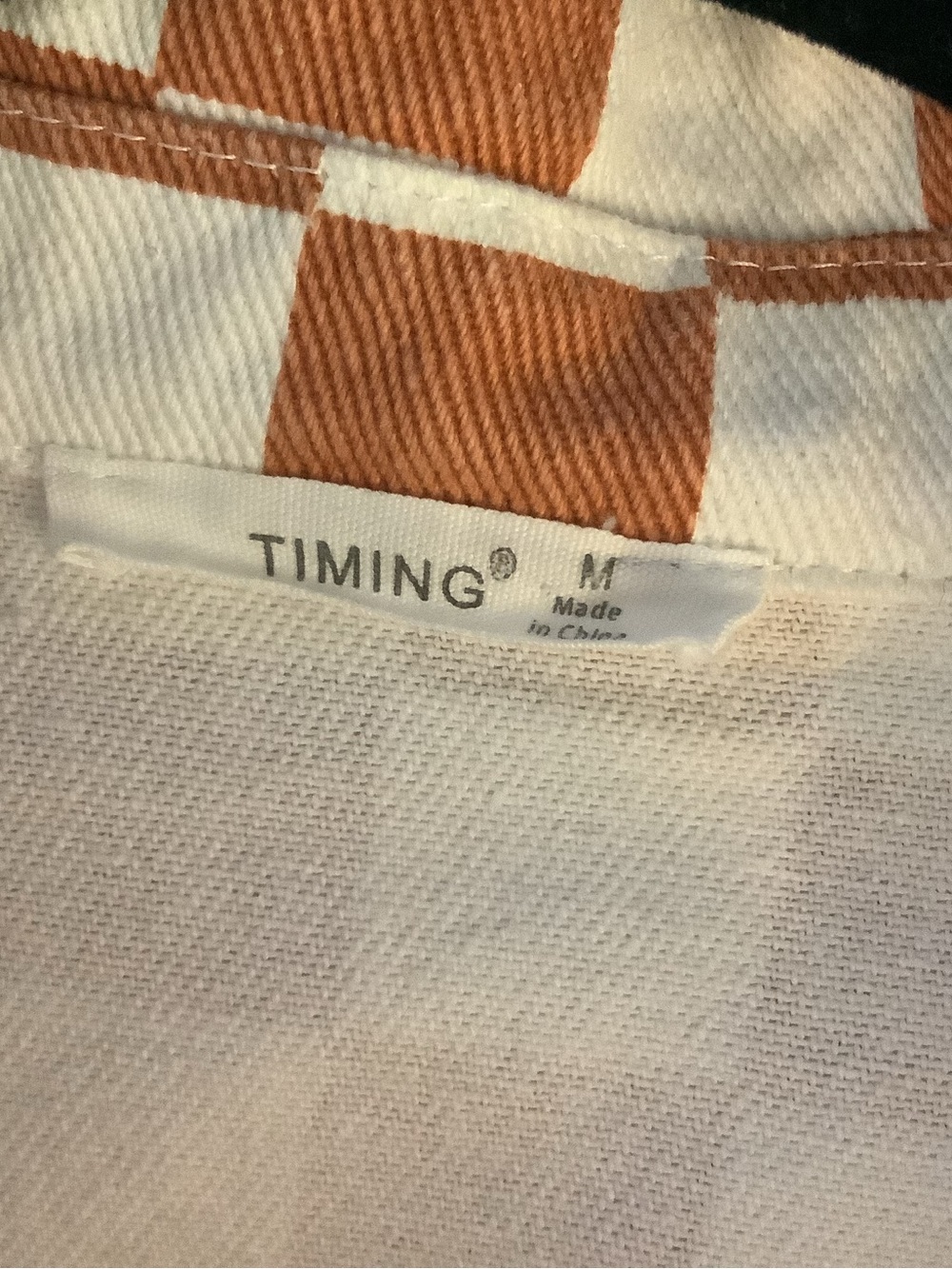 Checked Button-Front Jacket - White & Rusty Orange - Picture 6 of 6